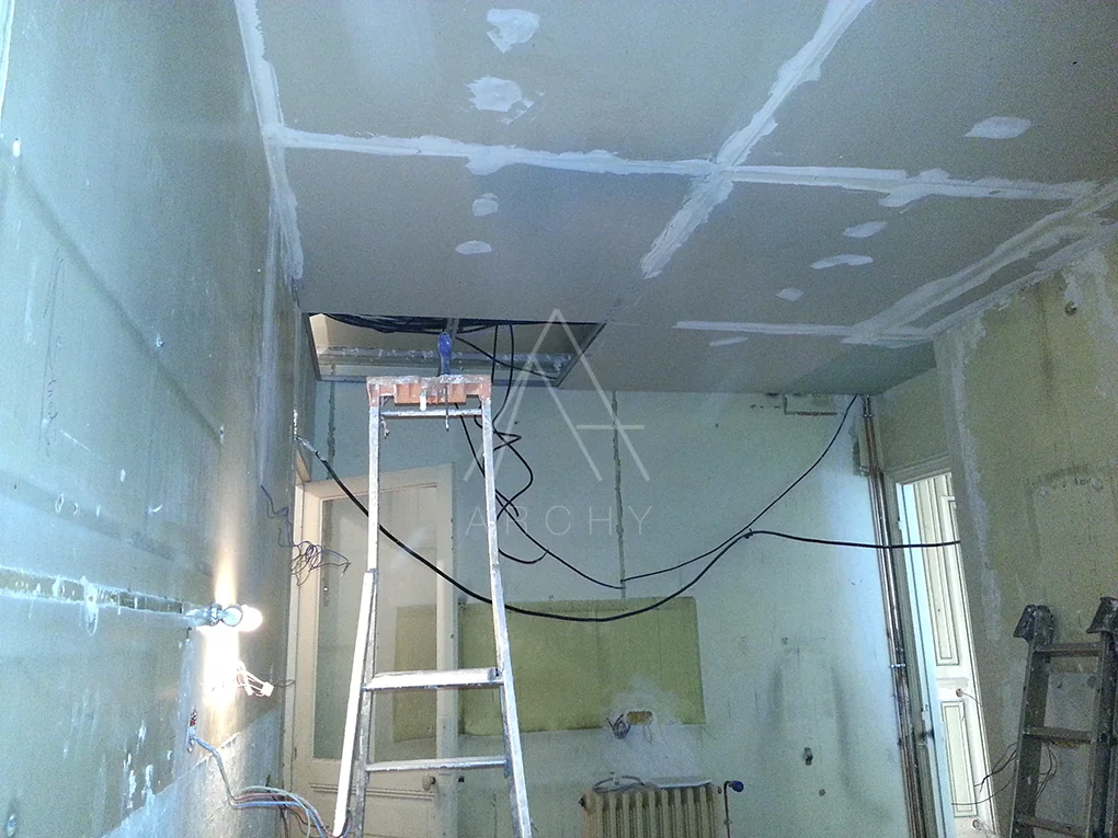 Plafonds et réseaux en chantier